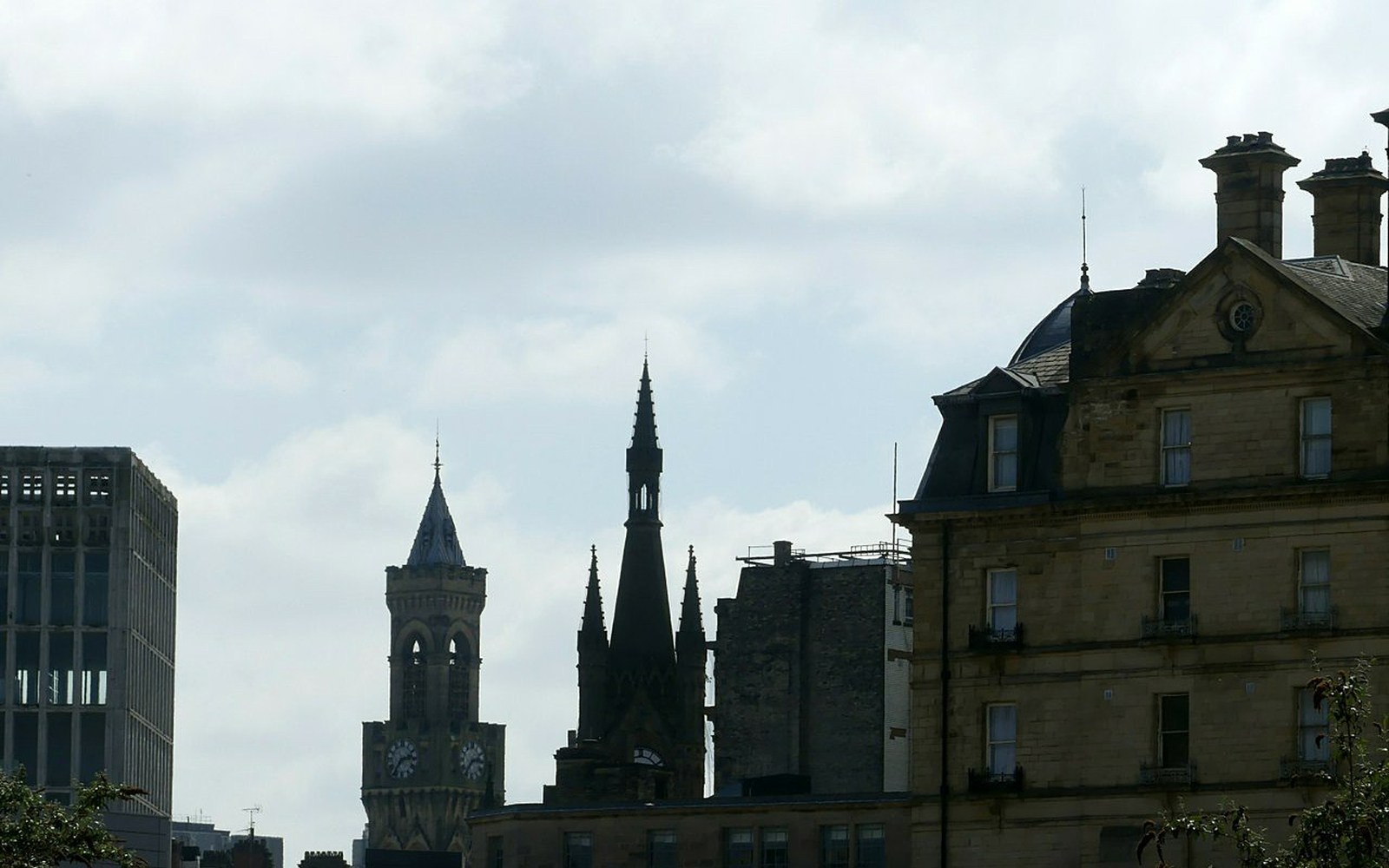 Bradford city-centre skyline and historic buildings