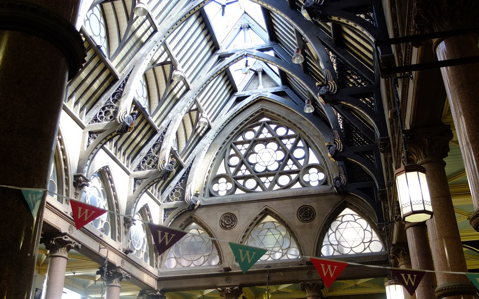 The vaulted interior of the Wool Exchange in Bradford